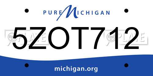5ZOT712 Michigan License Plate