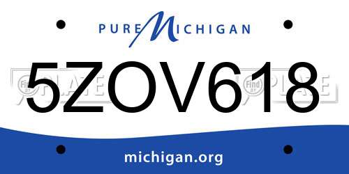 5ZOV618 Michigan License Plate