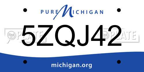 5ZQJ42 Michigan License Plate