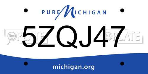 5ZQJ47 Michigan License Plate
