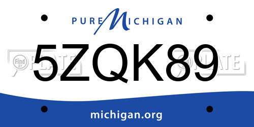 5ZQK89 Michigan License Plate