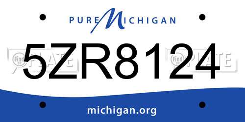 5ZR8124 Michigan License Plate