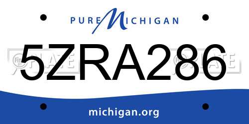 5ZRA286 Michigan License Plate