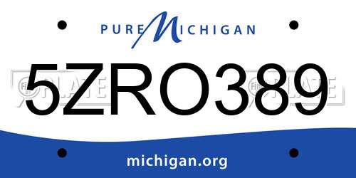 5ZRO389 Michigan License Plate