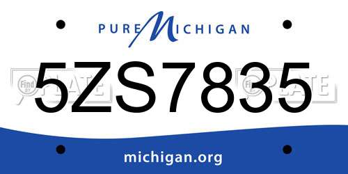 5ZS7835 Michigan License Plate
