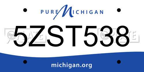 5ZST538 Michigan License Plate