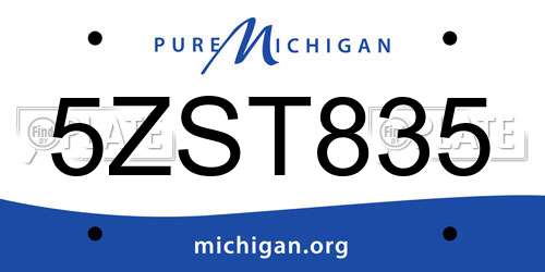5ZST835 Michigan License Plate