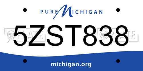 5ZST838 Michigan License Plate