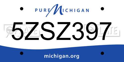 5ZSZ397 Michigan License Plate