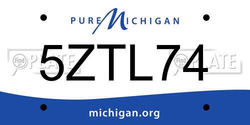 5ZTL74 Michigan License Plate