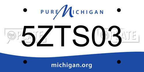 5ZTS03 Michigan License Plate