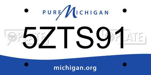 5ZTS91 Michigan License Plate