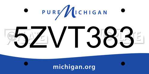 5ZVT383 Michigan License Plate