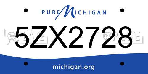 5ZX2728 Michigan License Plate
