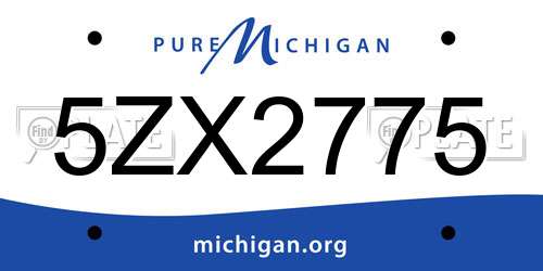 5ZX2775 Michigan License Plate