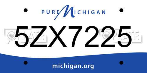 5ZX7225 Michigan License Plate