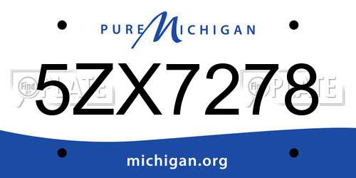 5ZX7278 Michigan License Plate
