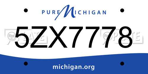 5ZX7778 Michigan License Plate