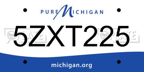 5ZXT225 Michigan License Plate