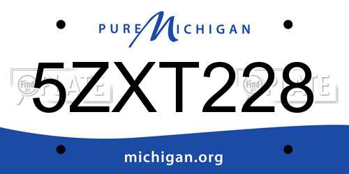 5ZXT228 Michigan License Plate