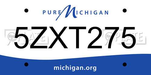 5ZXT275 Michigan License Plate