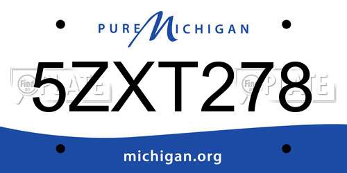 5ZXT278 Michigan License Plate