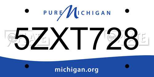 5ZXT728 Michigan License Plate