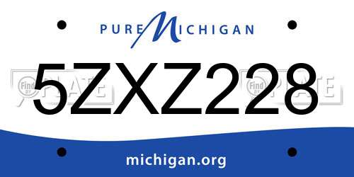 5ZXZ228 Michigan License Plate