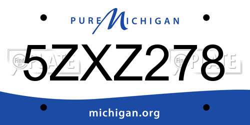 5ZXZ278 Michigan License Plate