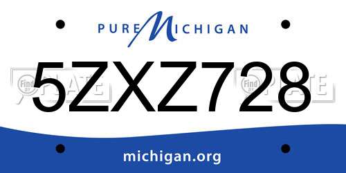 5ZXZ728 Michigan License Plate