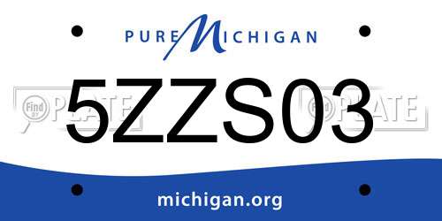 5ZZS03 Michigan License Plate