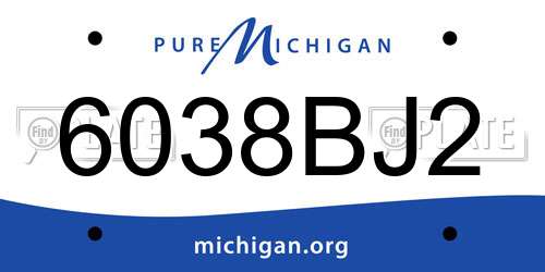 6038BJ2 Michigan License Plate