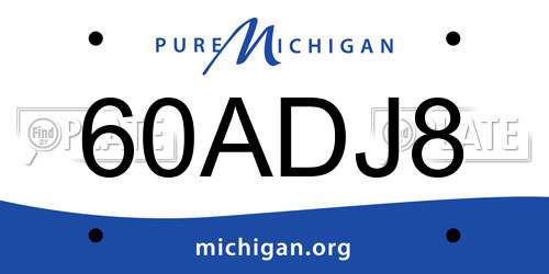 60ADJ8 Michigan License Plate