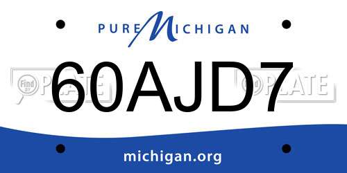 60AJD7 Michigan License Plate