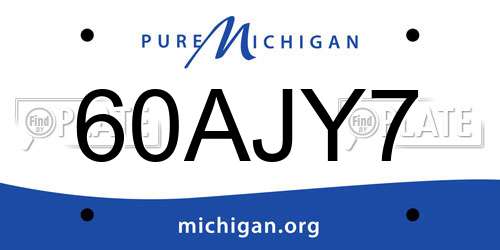 60AJY7 Michigan License Plate