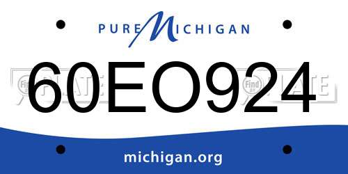 60EO924 Michigan License Plate