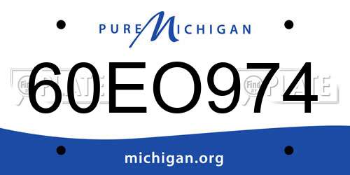 60EO974 Michigan License Plate