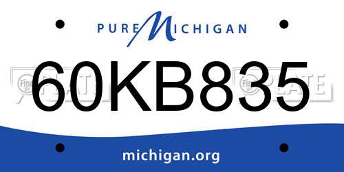 60KB835 Michigan License Plate