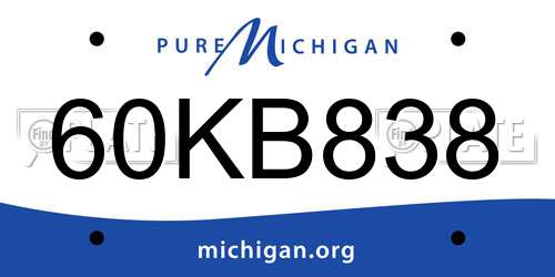 60KB838 Michigan License Plate
