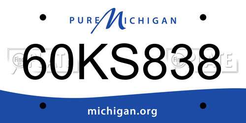 60KS838 Michigan License Plate
