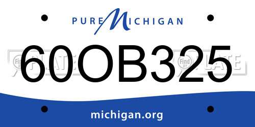 60OB325 Michigan License Plate