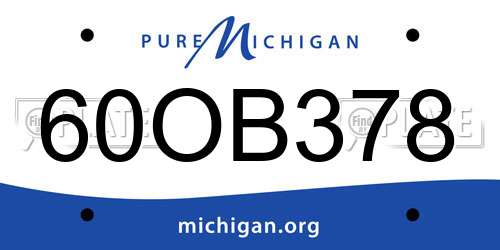 60OB378 Michigan License Plate
