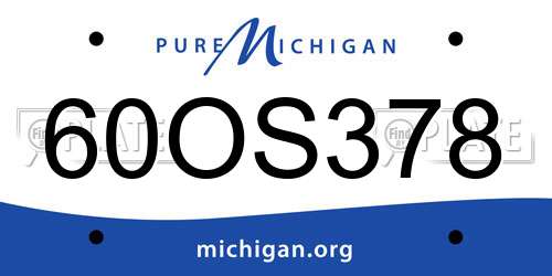 60OS378 Michigan License Plate
