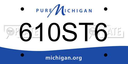 610ST6 Michigan License Plate