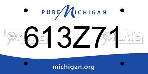 613Z71 Michigan License Plate
