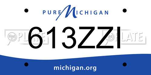 613ZZI Michigan License Plate