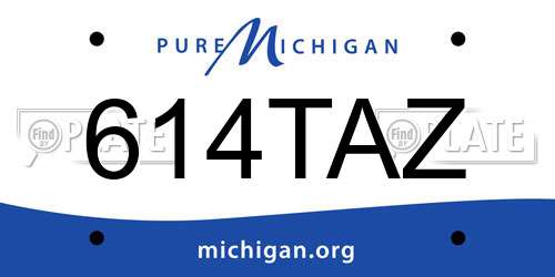 614TAZ Michigan License Plate