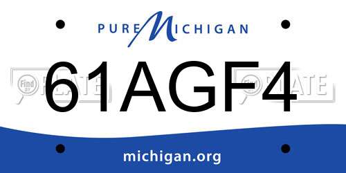 61AGF4 Michigan License Plate