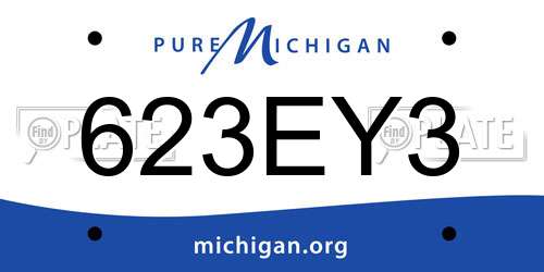 623EY3 Michigan License Plate