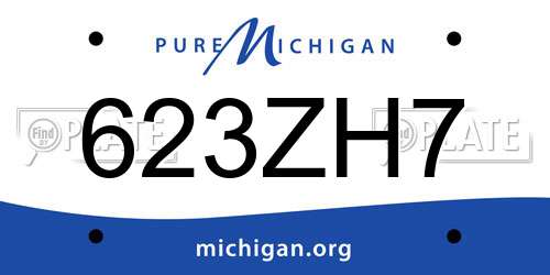 623ZH7 Michigan License Plate
